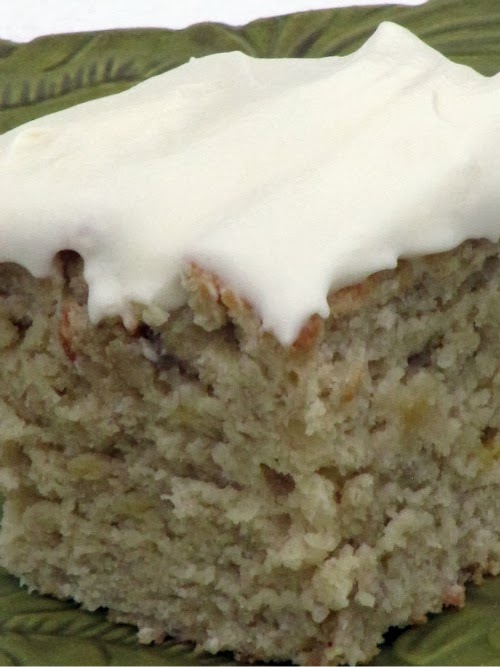 Banana cake with cream cheese frosting.