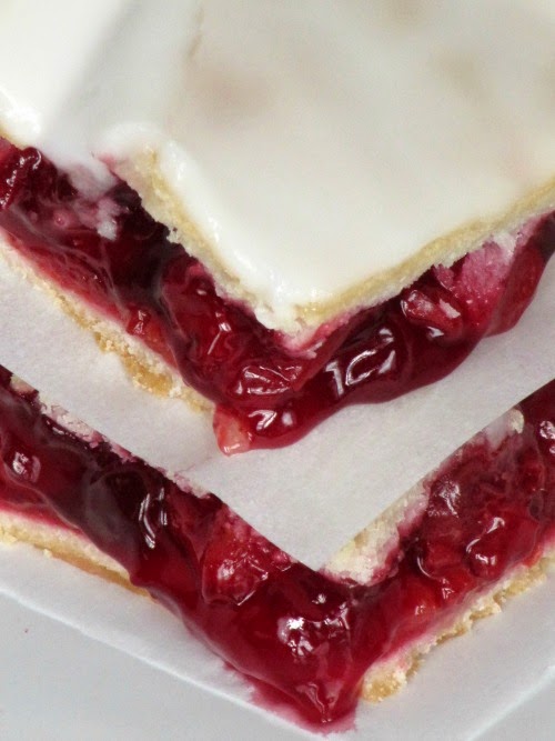 Cherry slab pie with vanilla glaze. 