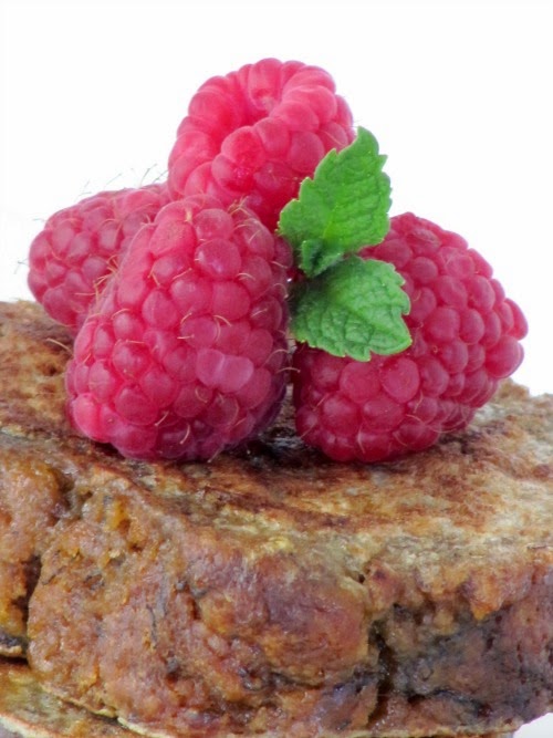Raspberries on French toast. 