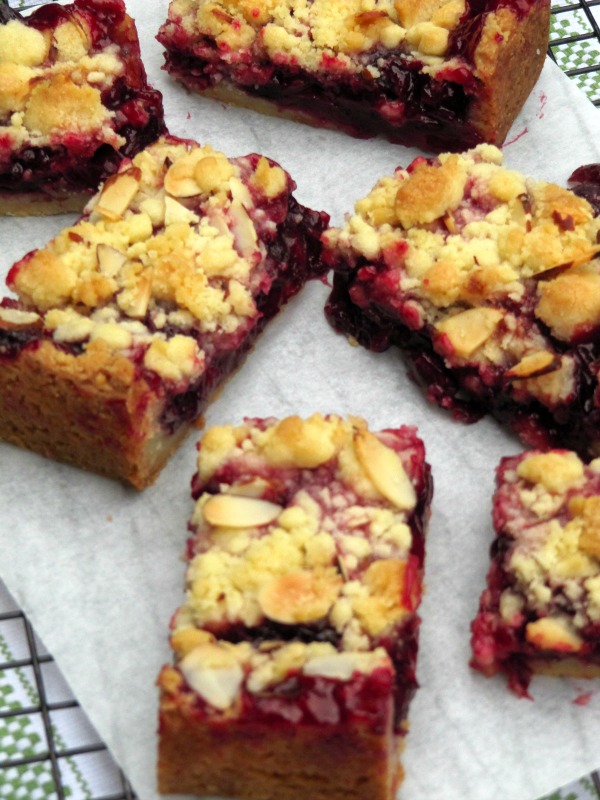 cherry almond crumble bars. 