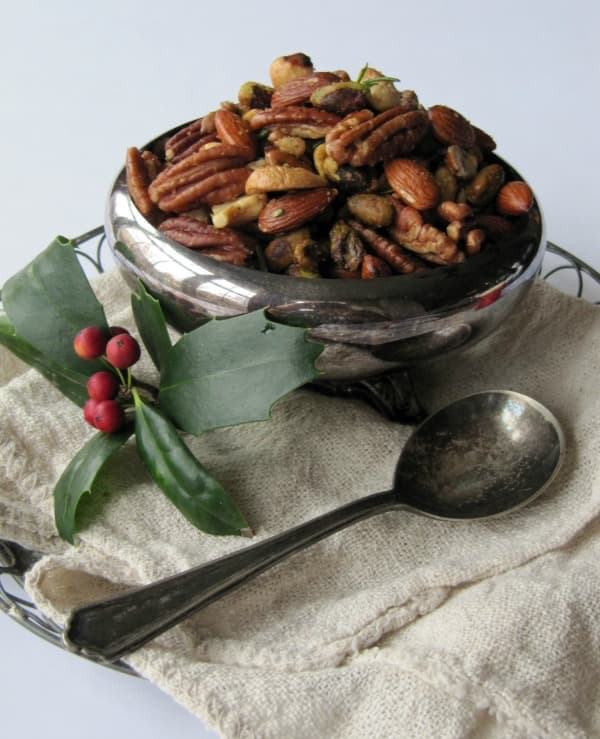 Union Square Cafe bar nuts in a silver bowl
