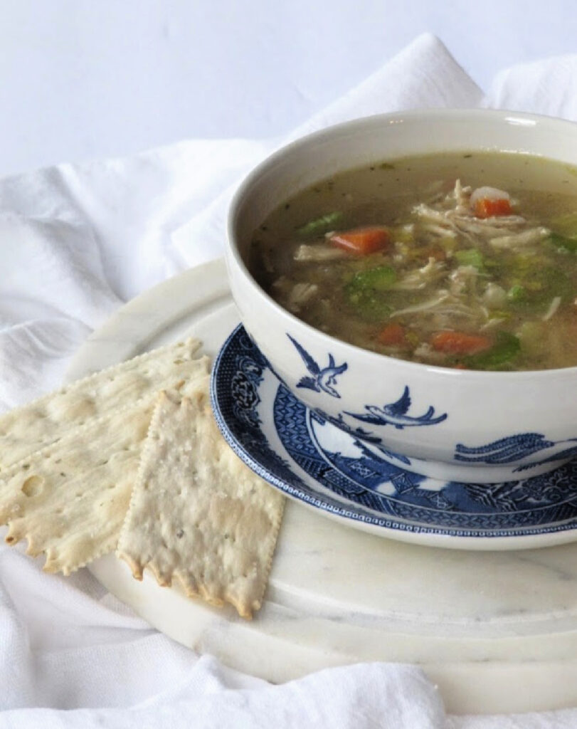 chicken-soup-with crackers