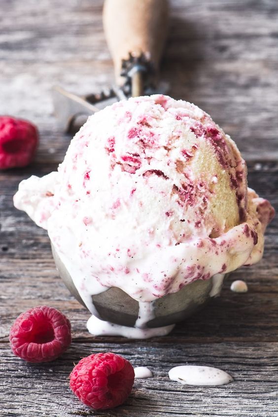 Raspberry ice Cream in a cone