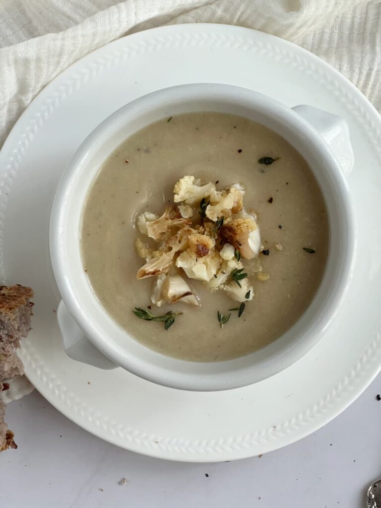 caramelized onion and cauliflower soup Pinecones and acorns