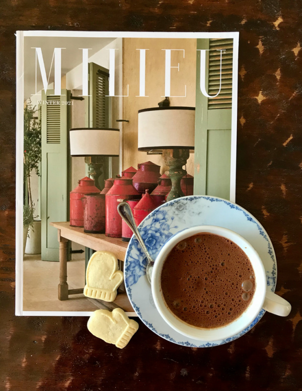 Mileu Magazine and hot chocolate