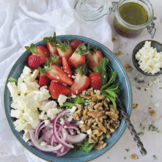 Strawberry Feta Tossed Salad with Pesto Vinaigrette