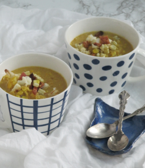 Corn and Cauliflower Chowder with Bacon