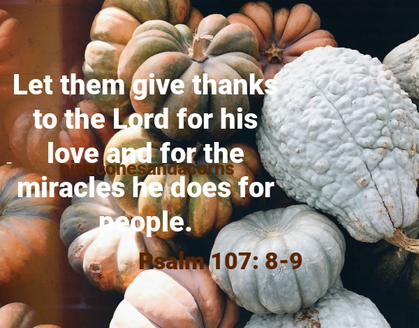 Let them give thanks to the Lord for his love and for the miracles he does for people.