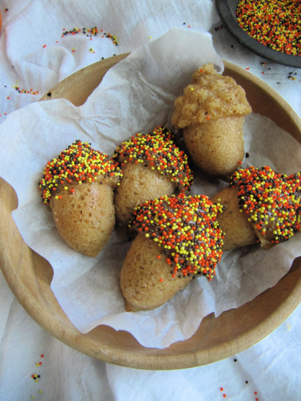 Maple Spiced Acorn Cakes with Maple Glaze and Fall Sprinkles