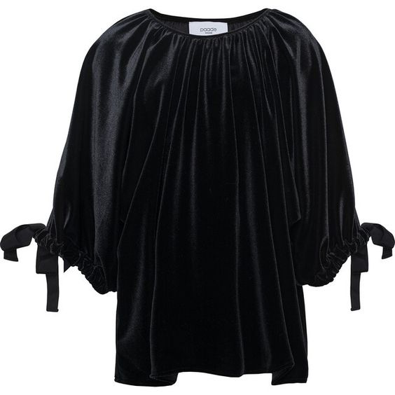 black velvet blouse with ties at the sleeves