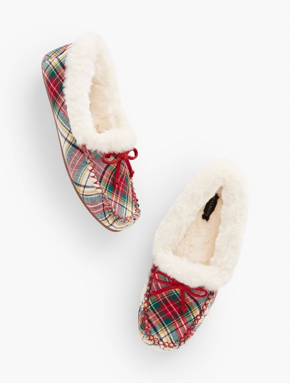 red plaid slippers