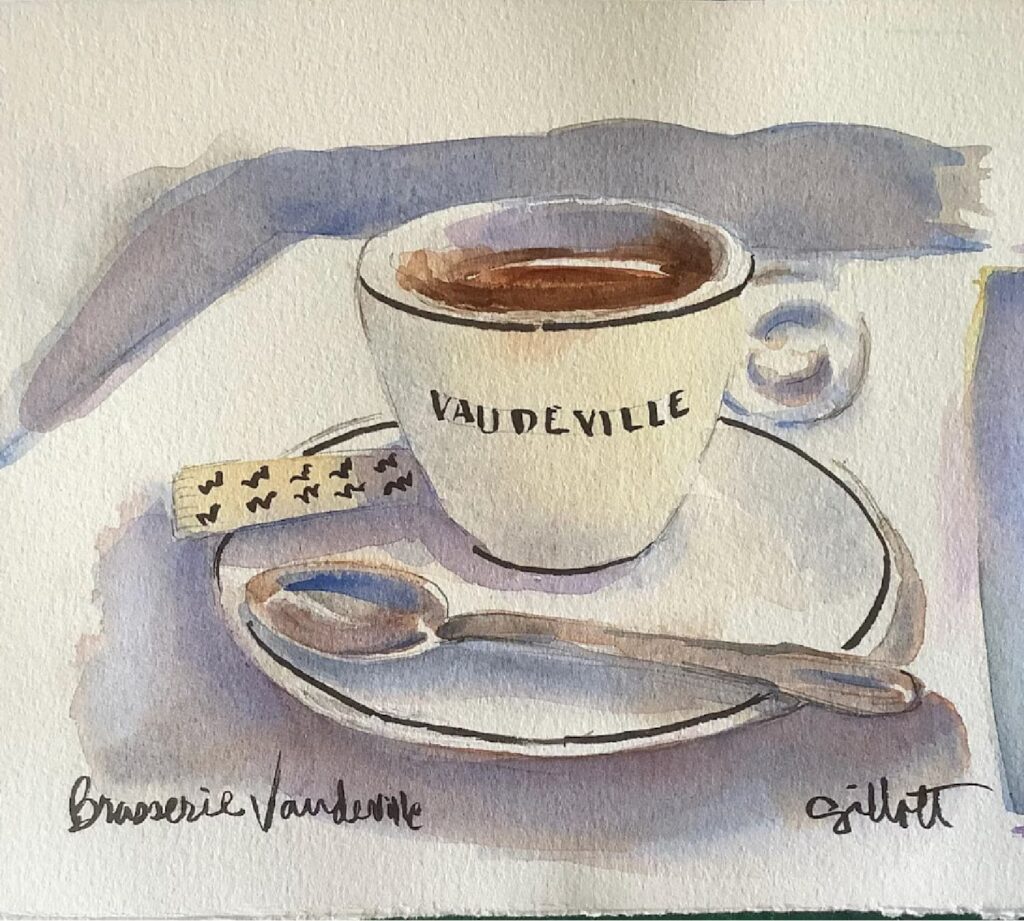 PAris Breakfast Cafe de tasse watercolor