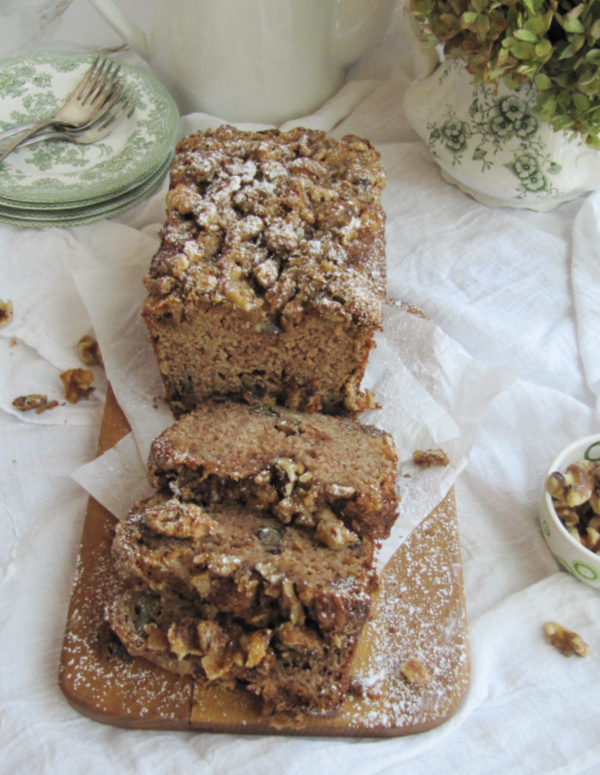 Spiced Apple Bread with Maple Glazed Walnut Topping