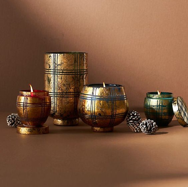 plaid candle holders