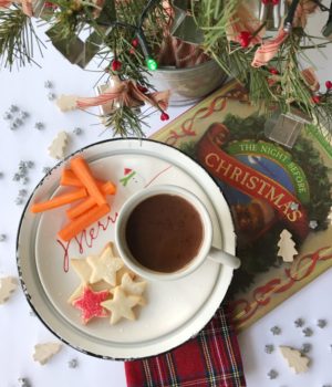 Twas the night before christmas book hot chocolate a christamas tree and a plate of cookies and carrots-2