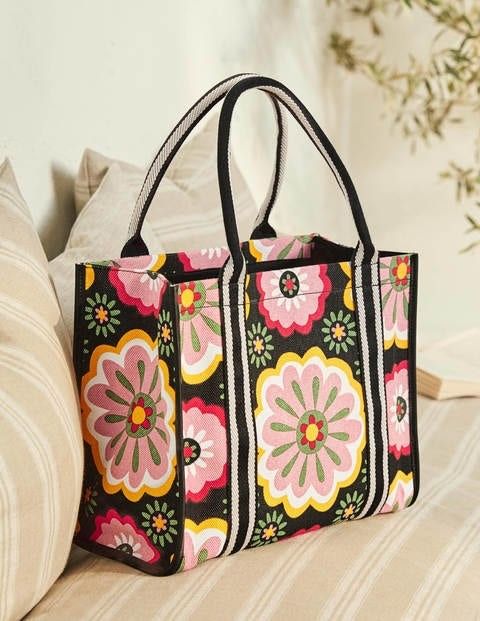 colorful flowered tote