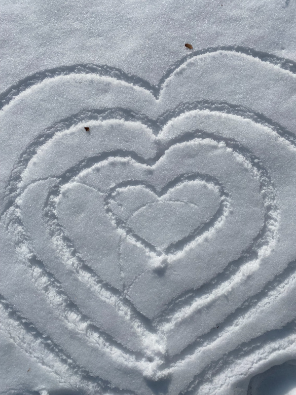 hearts drawn in the snow