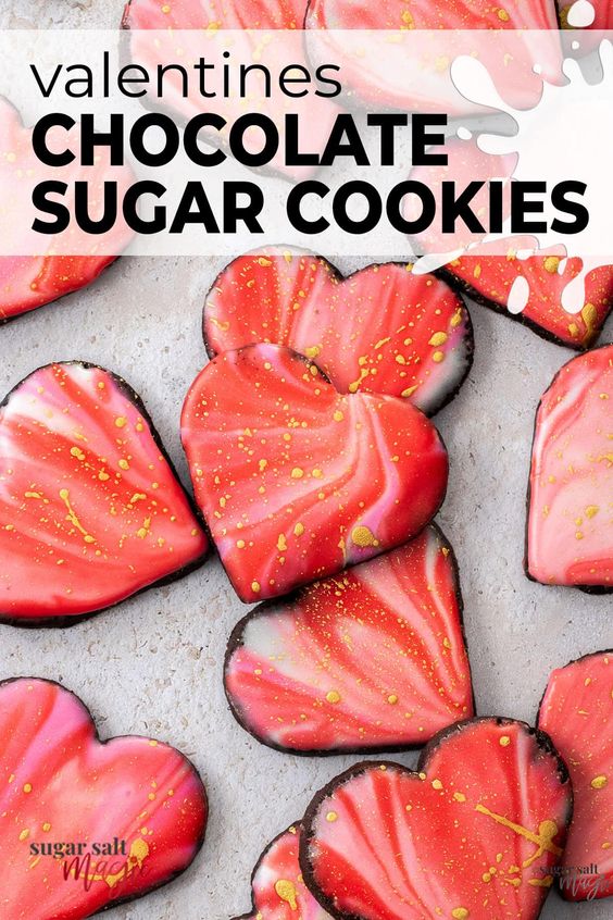 chocolate heart shaped sugar cookies