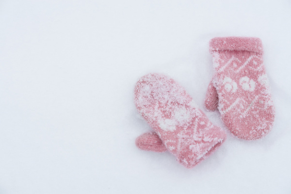 pink mittens in the snow copy