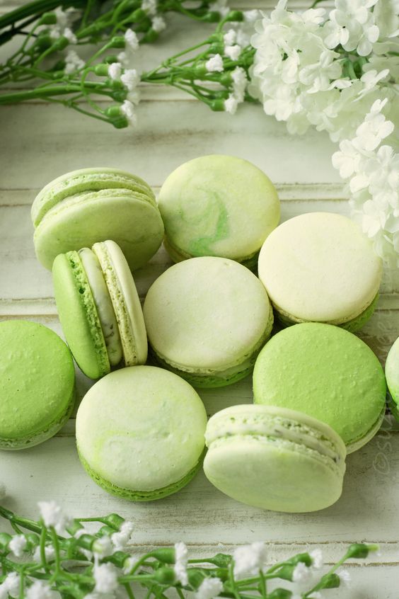 green macron cookies