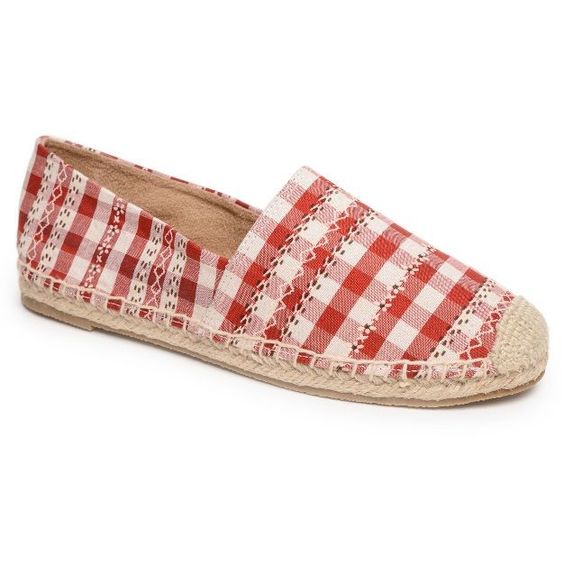 red and white gingham espadrilles