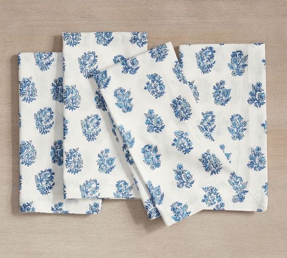 Friday Favorites blue and white block print napkins