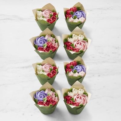 Bouquet of Flowers Chocolate and Vanilla Cupcakes, Set of 8 williams Sonoma