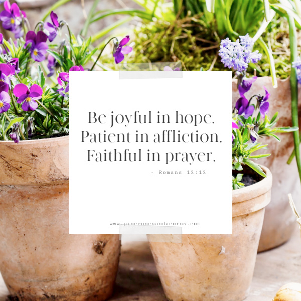Romans 12:12 be joyful in hope patient in affliction faithful in prayer