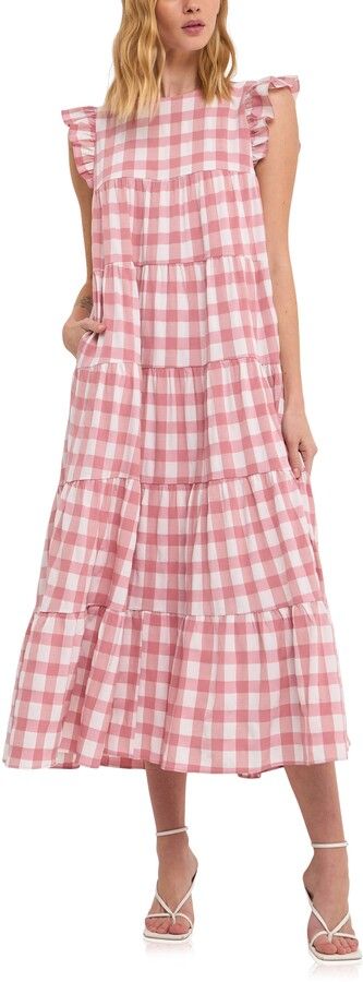 pink and white gingham dress 