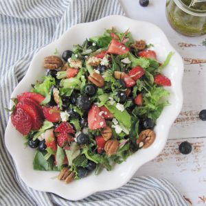 Strawberry and Fresh Herb Salad with Blueberries and Feta