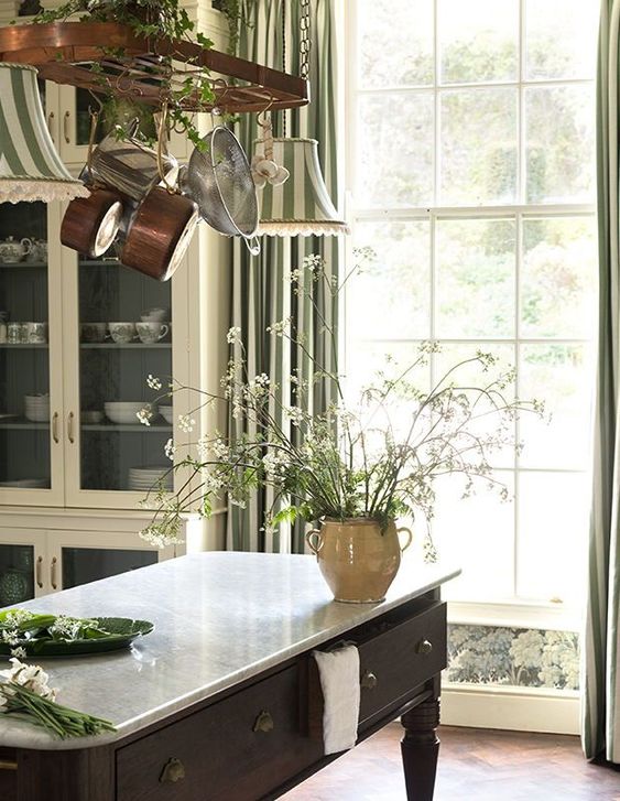 English Country Kitchen with flowers