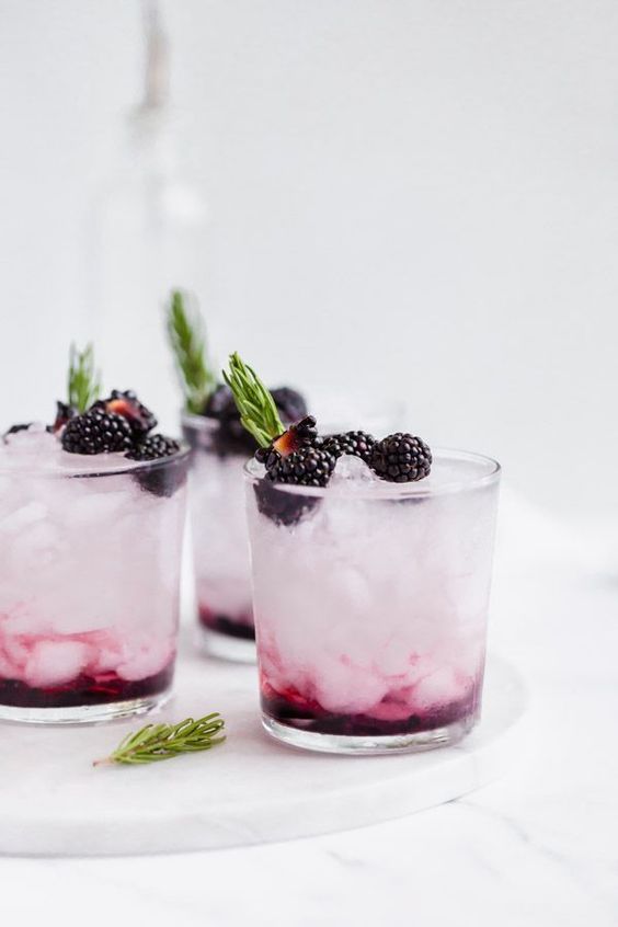 Muddled blackberry gin and tonic