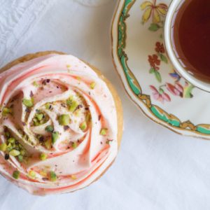 cupcake and cup of tea