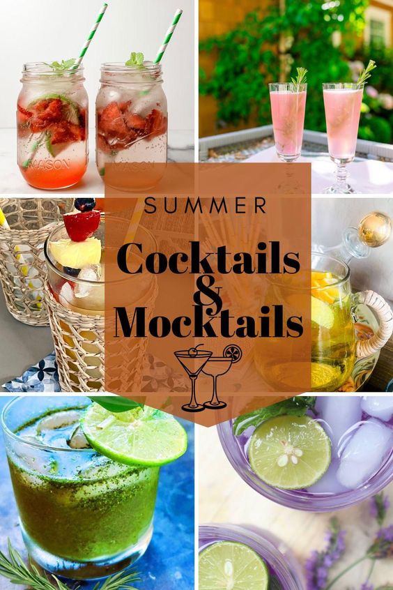 A collage of cocktails 