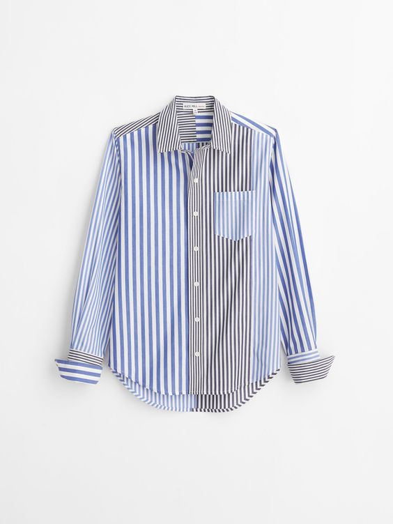 Friday Favorites blue and grey stripped button down shirt