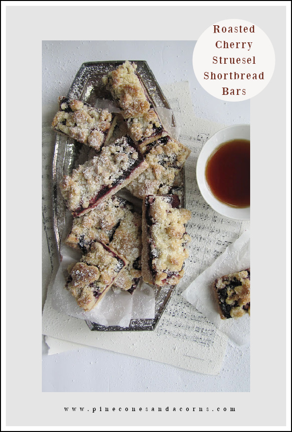 Pin Me browned butter roasted cherry shortbread bars