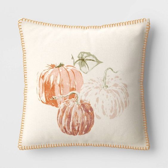 Pumpkin Square Throw Pillow Cream/Orange - Threshold