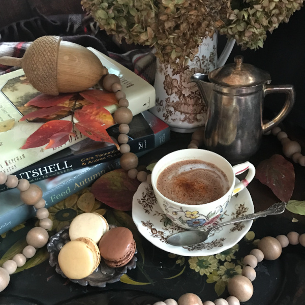 weekend meanderings vintage silver tole trays books and hot chocolate