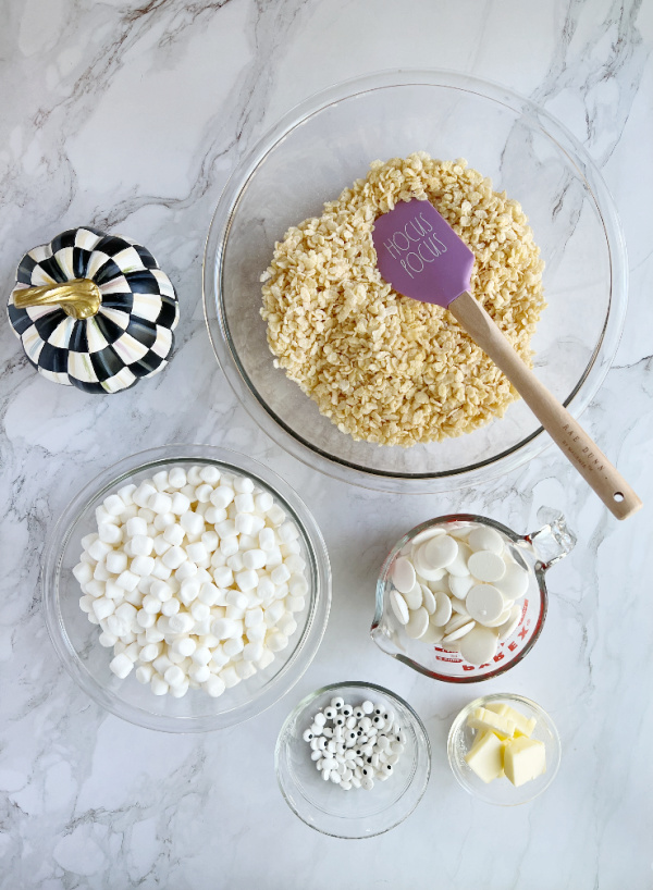 Ingredients for Mummy Rice Krispie treats