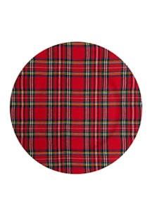 red plaid charger plate