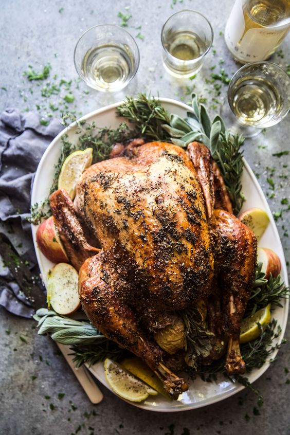 Roast turkey with herbs
