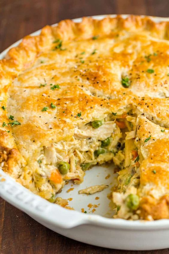 Chicken pot pie. 