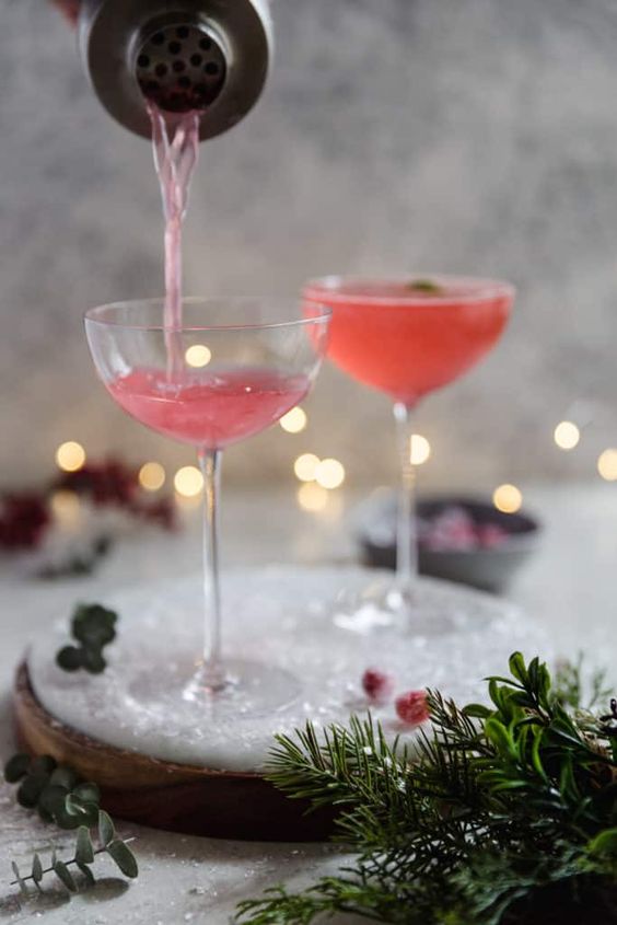 Cranberry gin shaker. 