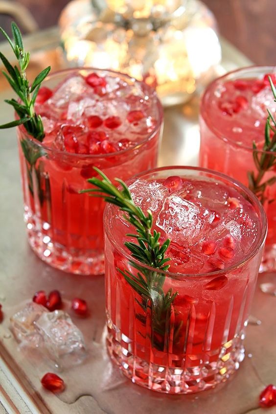 pomegranate and rosemary gin fizz