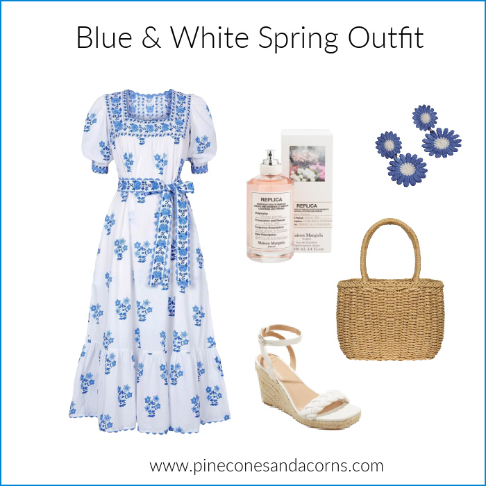Blue and white spring dress