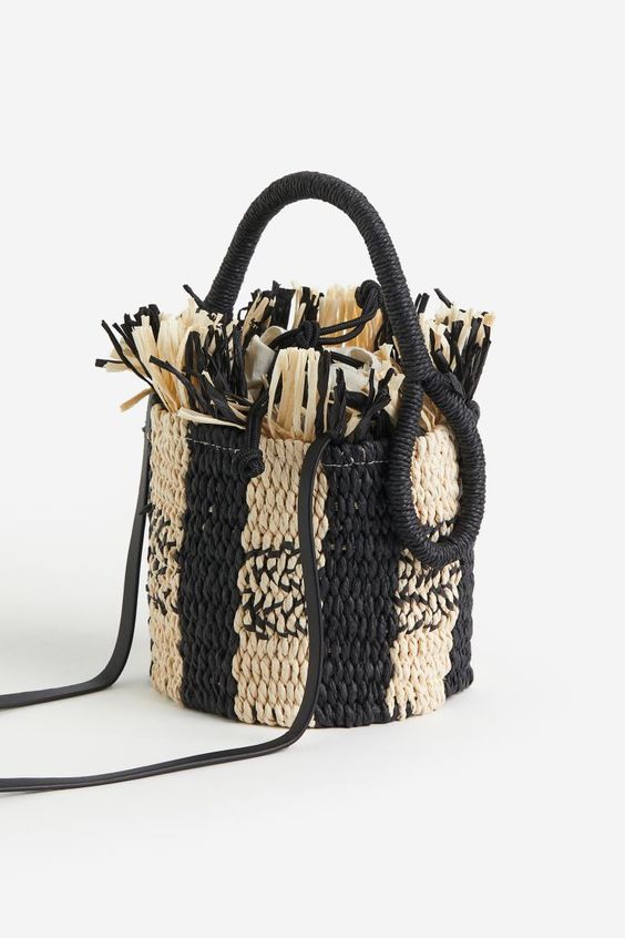 Summer black and white rattan bag. 