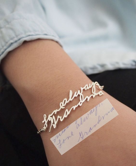 Custom handwriting bracelet. 