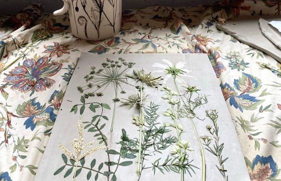 Louise Condon Designs wildflower preservation on clay slab. 