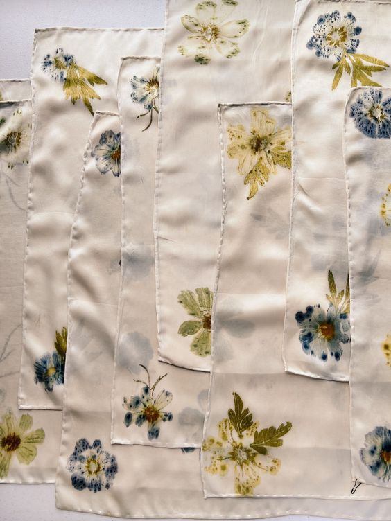 silk scarves with flowers. 