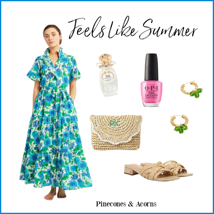 Mille green and blue dress summer outfit.